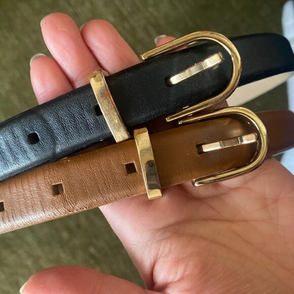 Skinny Genuine Leather Belts with Brass Hardward (Auxillary) - Picture 2 of 2